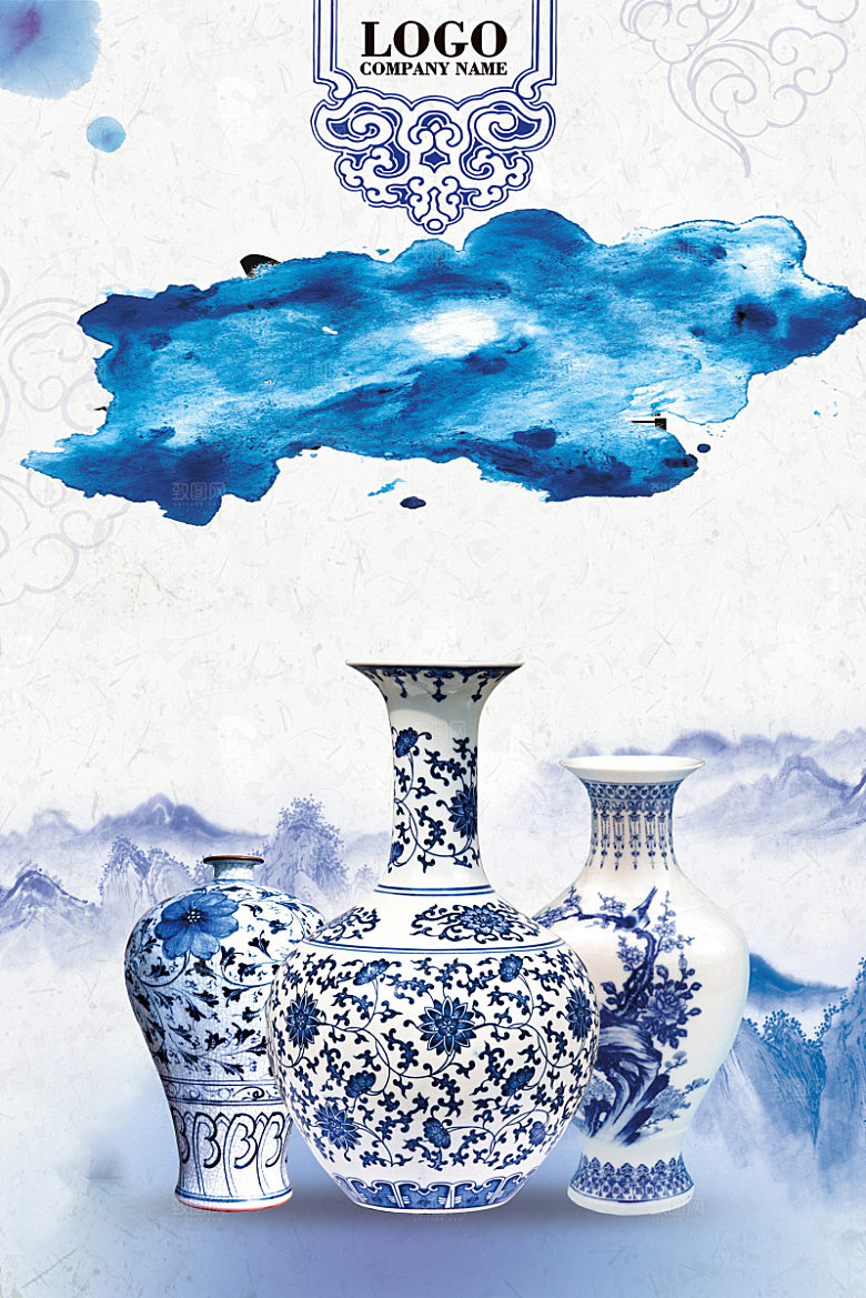 新中式古董文玩陶瓷艺术海报