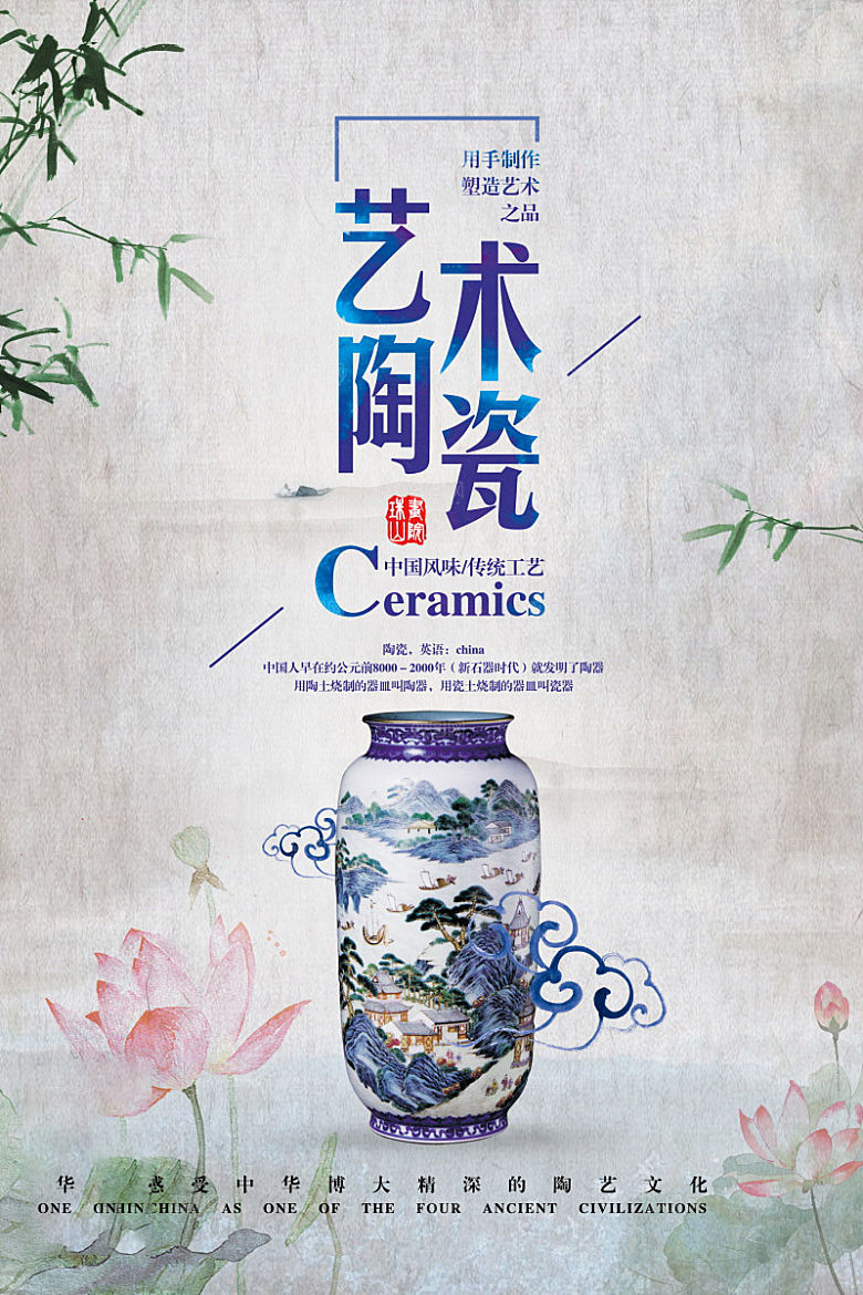 新中式古董文玩陶瓷艺术海报