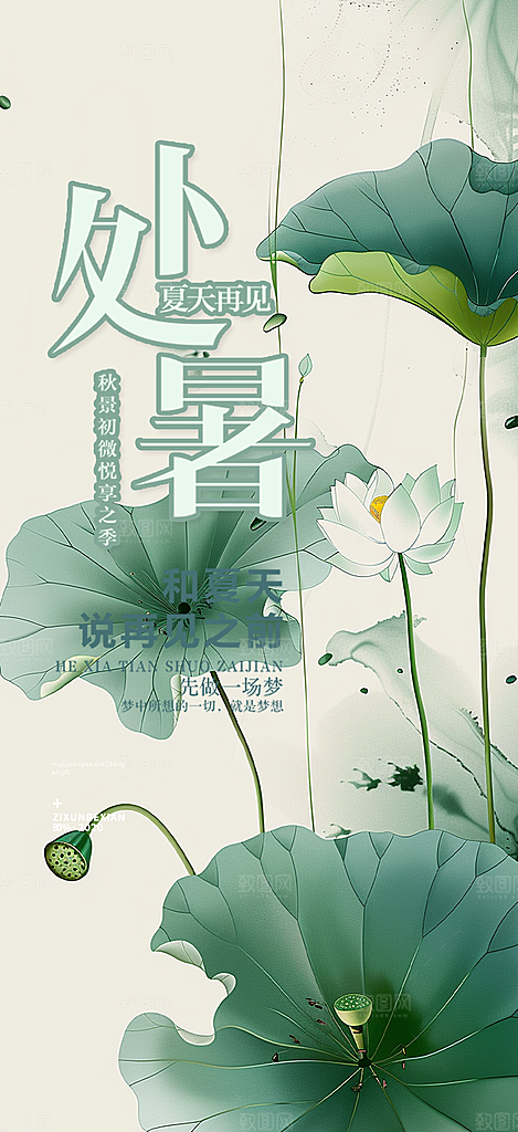 二十四节气处暑炎热节气海报