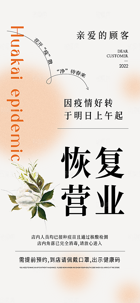 创意潮流恢复营业复工宣传海报