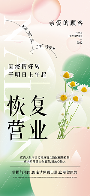 创意潮流恢复营业复工宣传海报