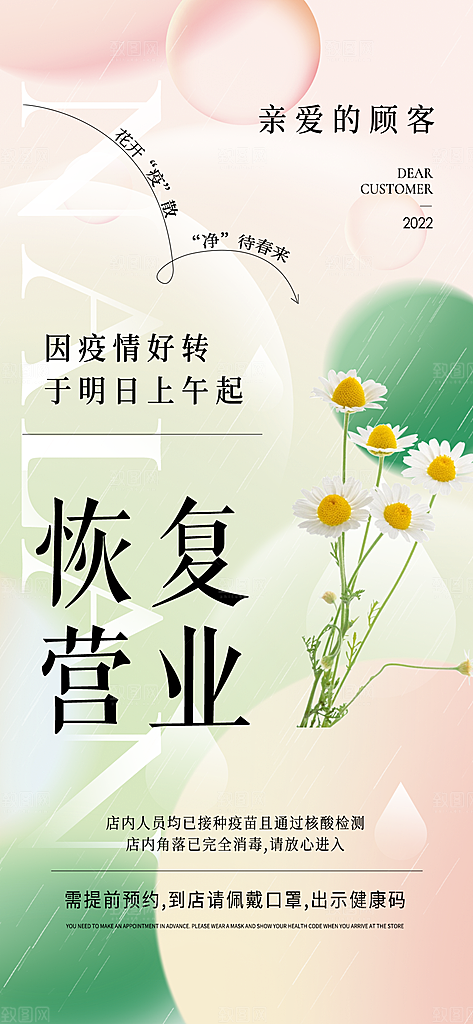 创意潮流恢复营业复工宣传海报