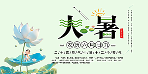 节气大暑炎热节气展板