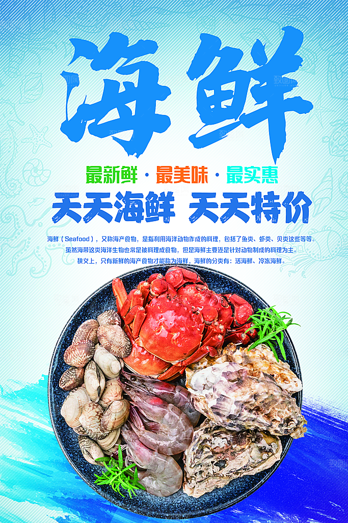 海鲜宣传海报展板设计素材