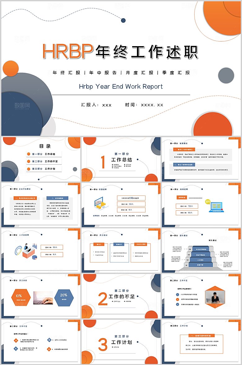 简约hrbp年终工作述职报告PPT模板