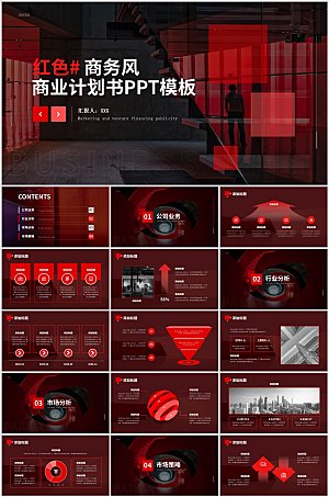 红色商务风商业计划书ppt