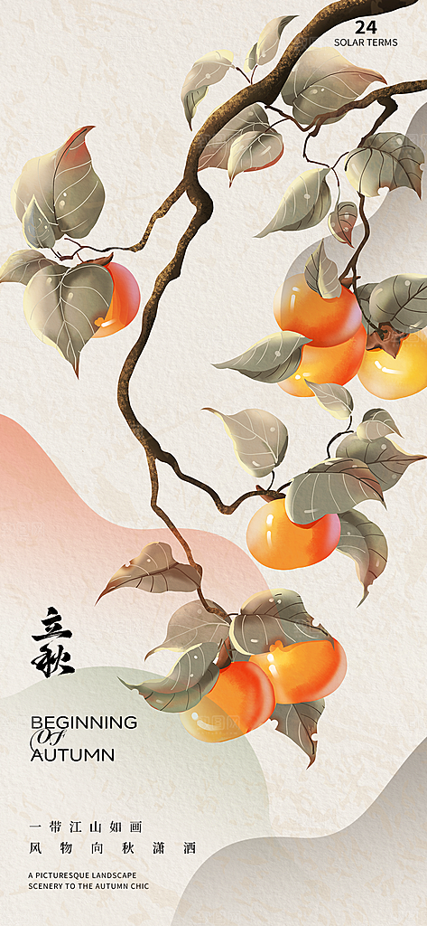 中国传统节气立秋简约海报