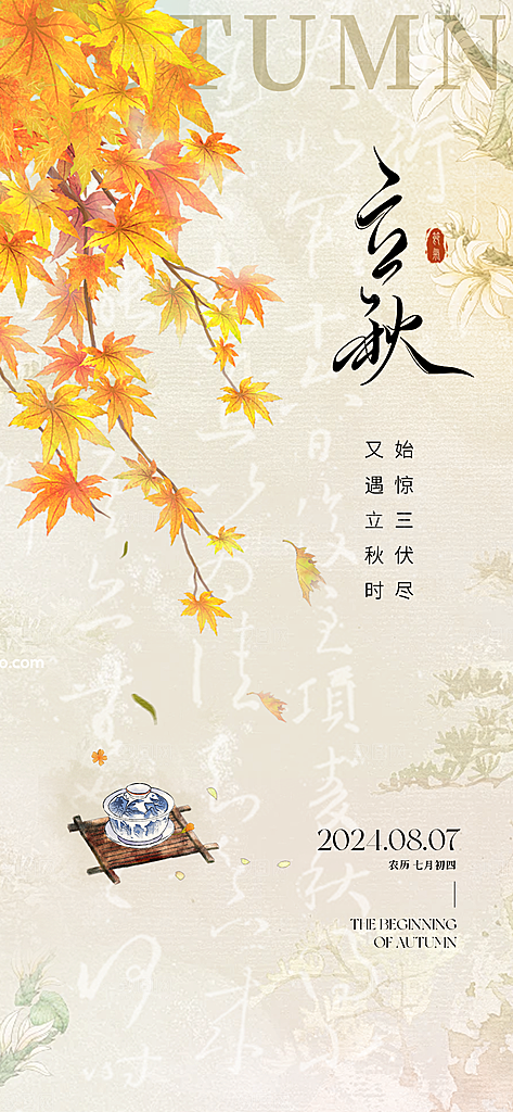 中国传统节气立秋简约海报