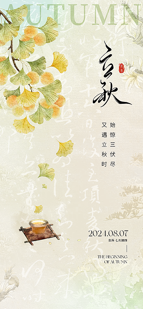 中国传统节气立秋简约海报