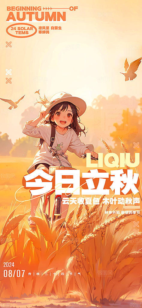 中国传统节气立秋简约海报