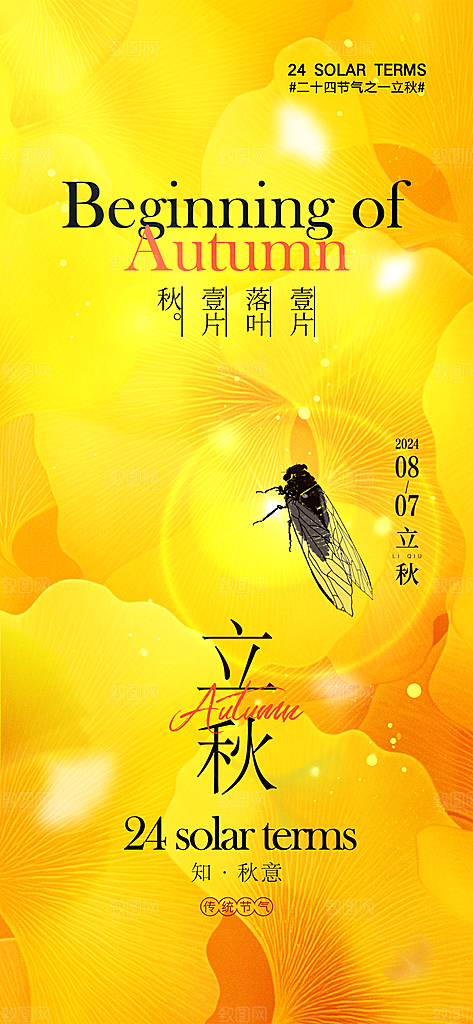 中国传统节气立秋简约海报