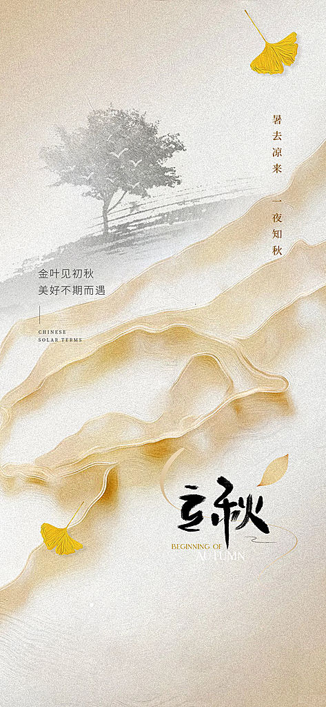 中国传统节气立秋简约海报