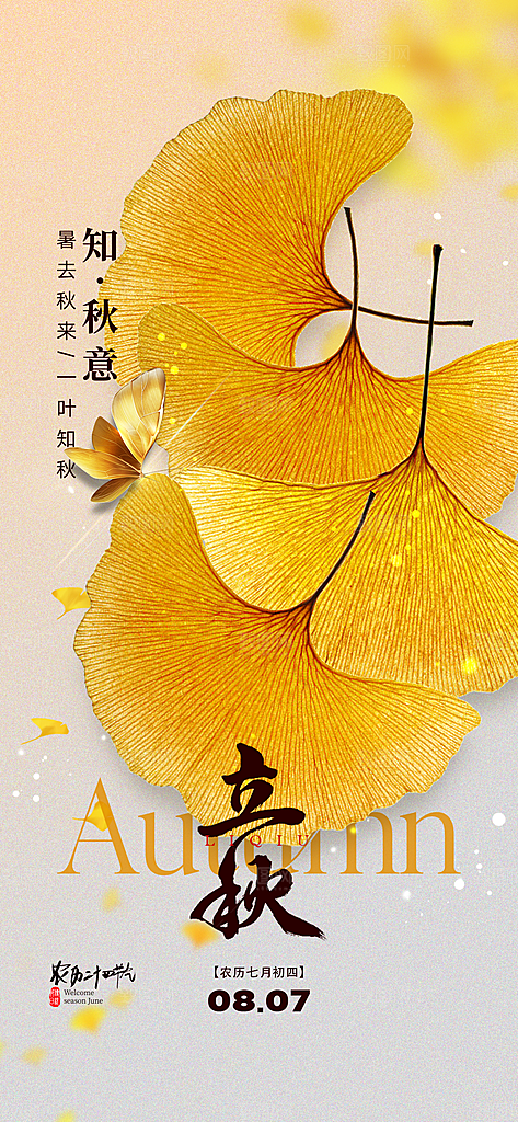 中国传统节气立秋简约海报