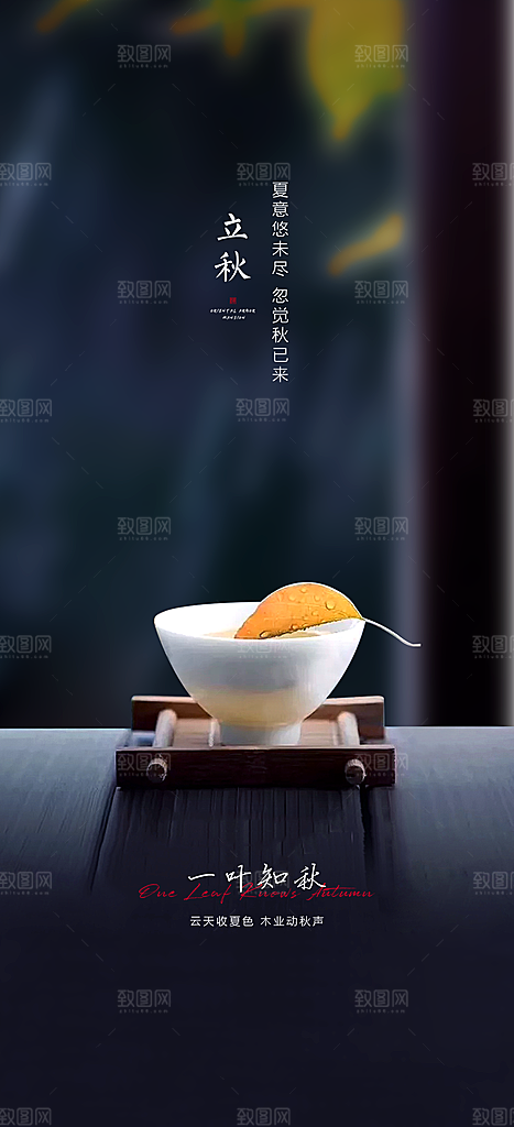 中国传统节气立秋简约海报