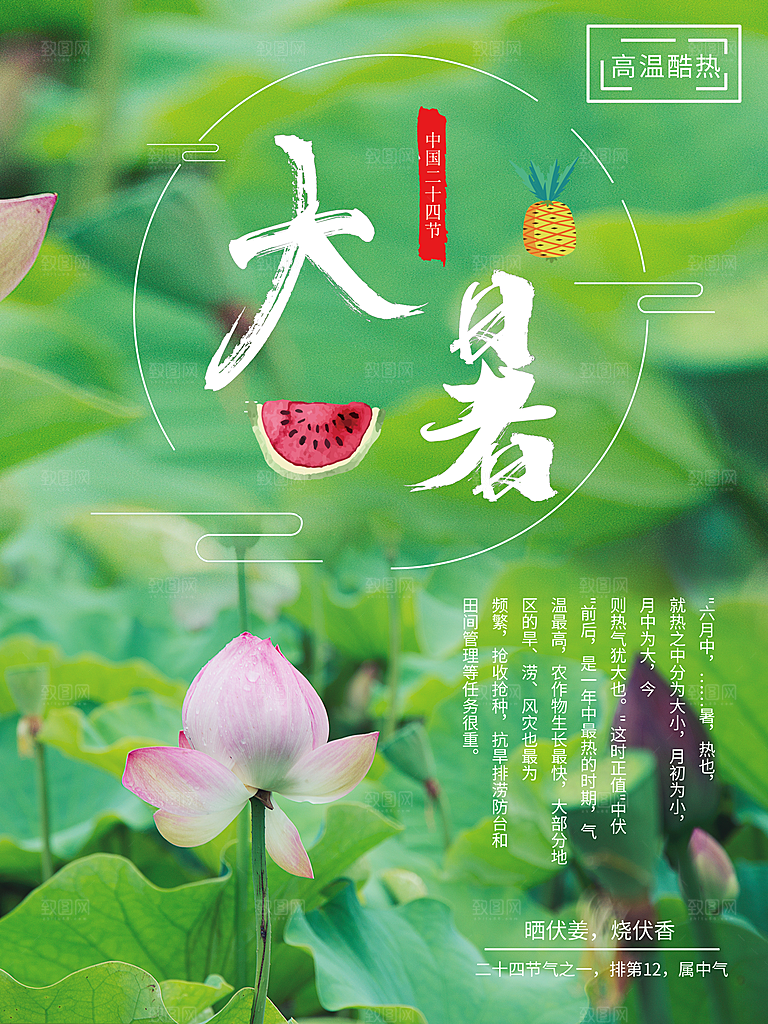 中国传统二十四节气大暑海报素材