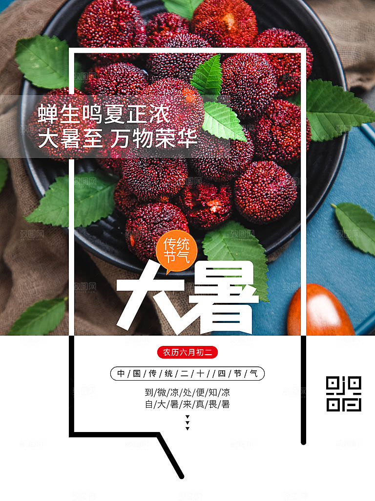 中国传统二十四节气大暑海报素材