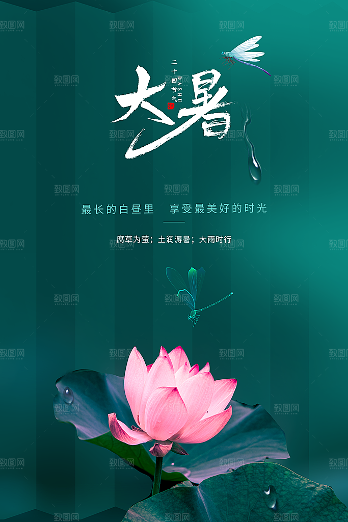 中国传统二十四节气大暑海报素材