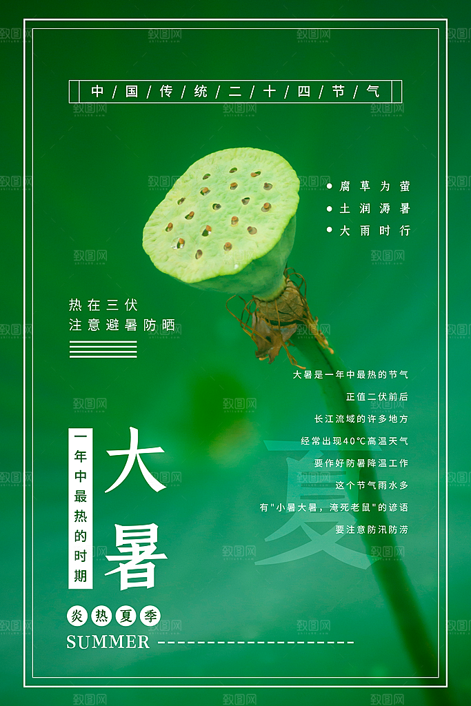 中国传统二十四节气大暑海报素材