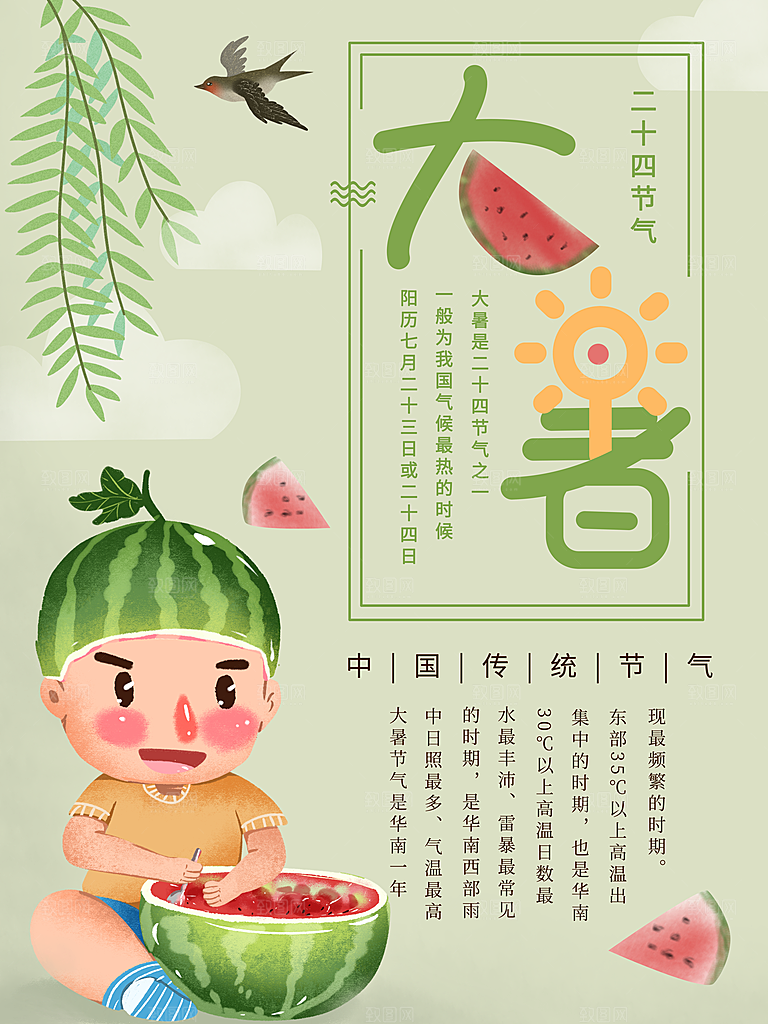 中国传统二十四节气大暑海报素材