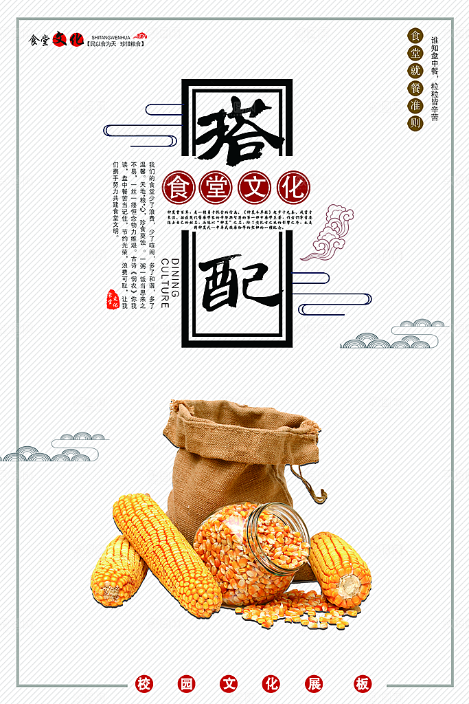 食堂文化展板海报设计素材