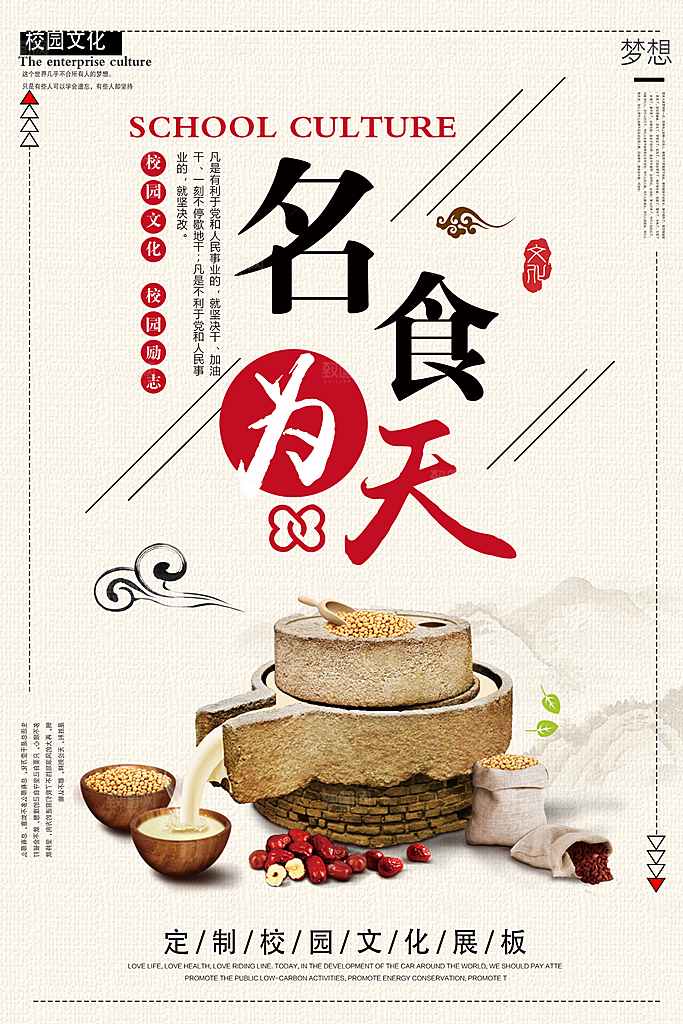 食堂文化展板挂图设计素材