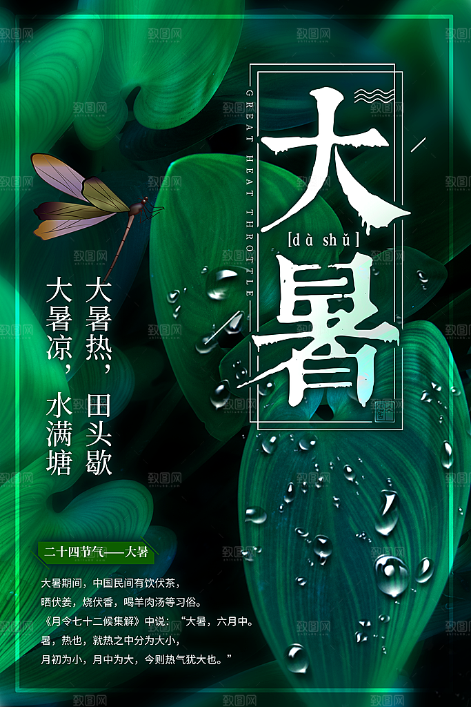 中国传统二十四节气大暑海报素材