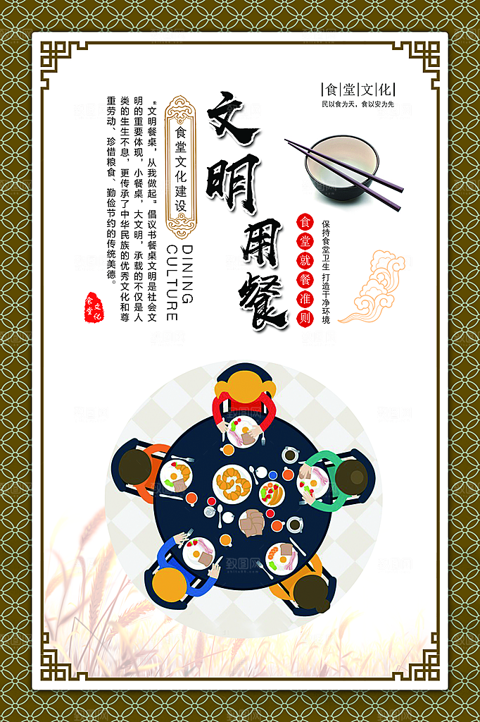 食堂文化展板挂图设计素材
