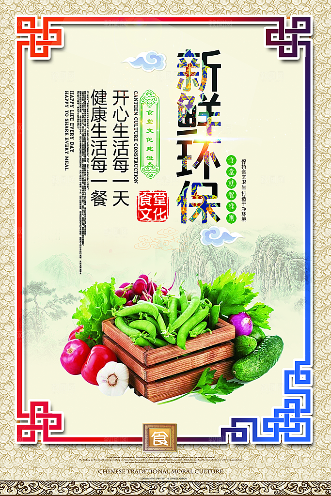 食堂文化展板挂图设计素材