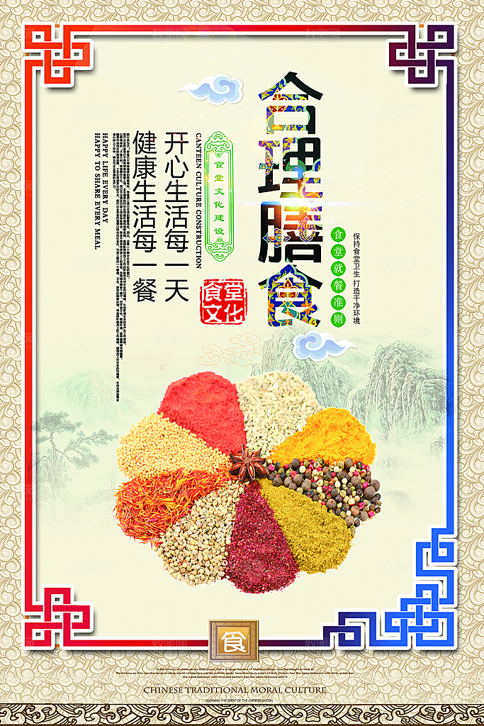 食堂文化展板挂图设计素材
