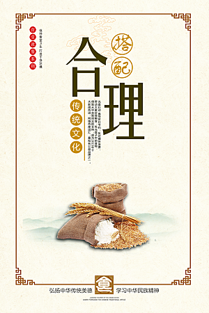 校园食堂文化勤俭节约海报