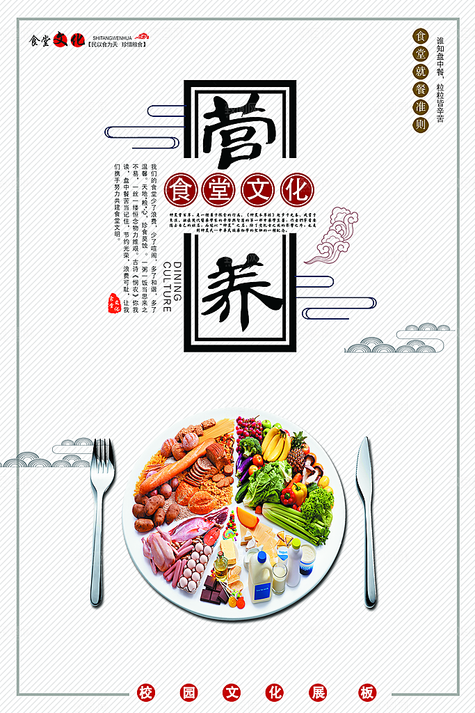 校园食堂文化勤俭节约海报