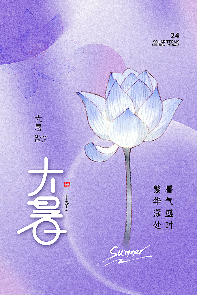 中国传统二十四节气大暑海报素材