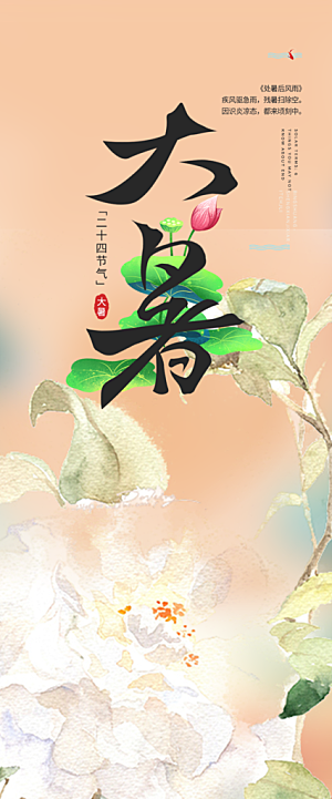 清新夏日二十四节气大暑炎热节气海报