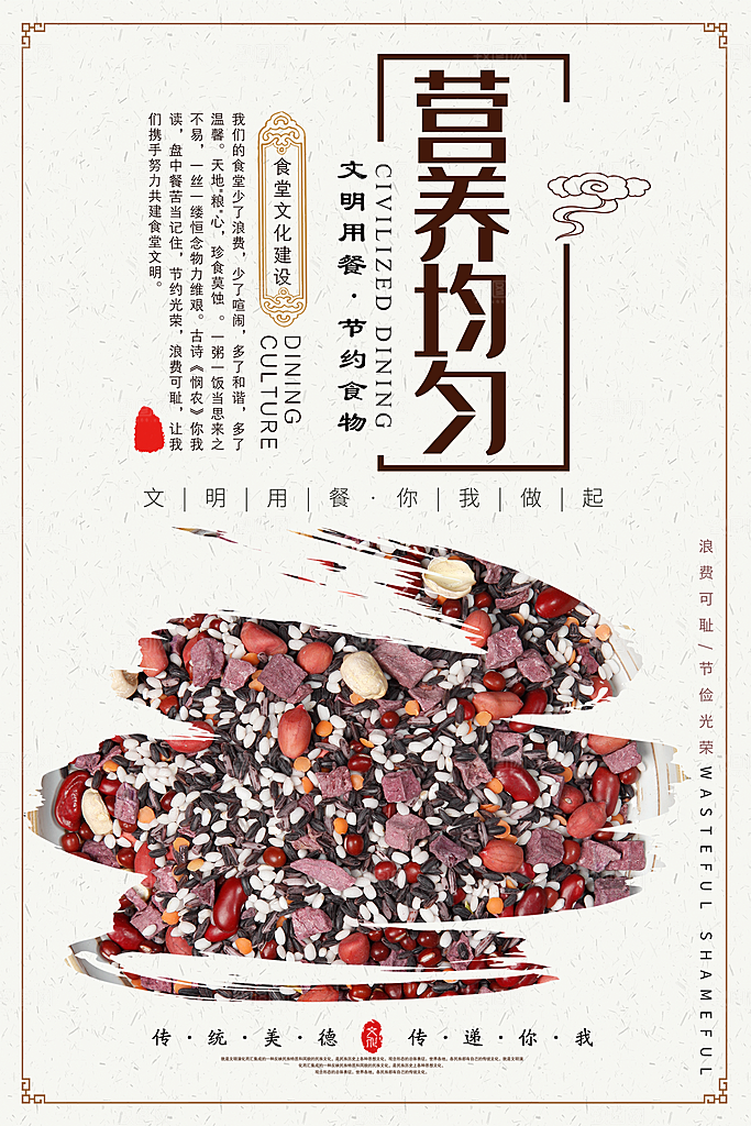 校园食堂文化勤俭节约海报