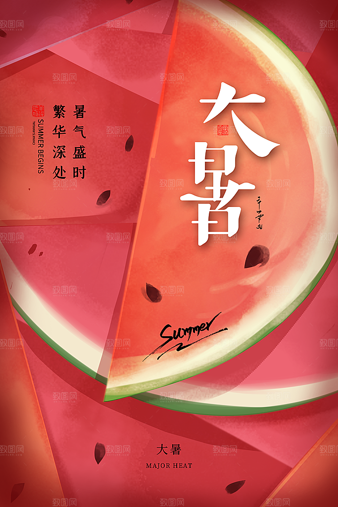 中国传统二十四节气大暑海报素材