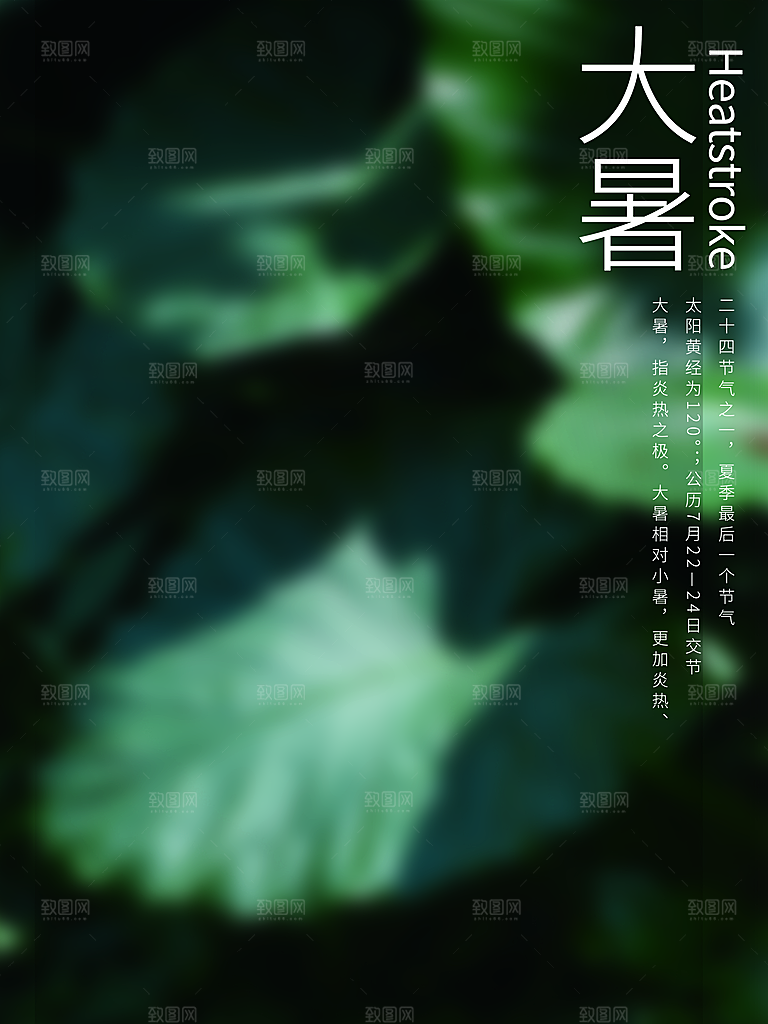 中国传统二十四节气大暑海报素材
