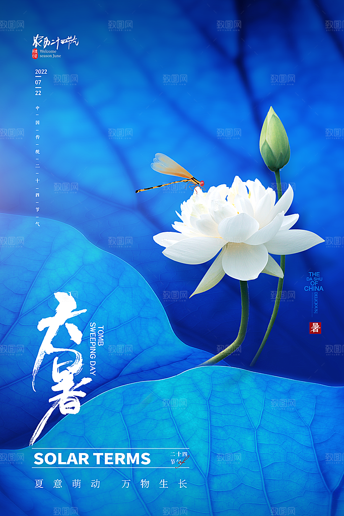 中国传统二十四节气大暑海报素材