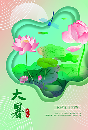 中国传统二十四节气大暑海报素材