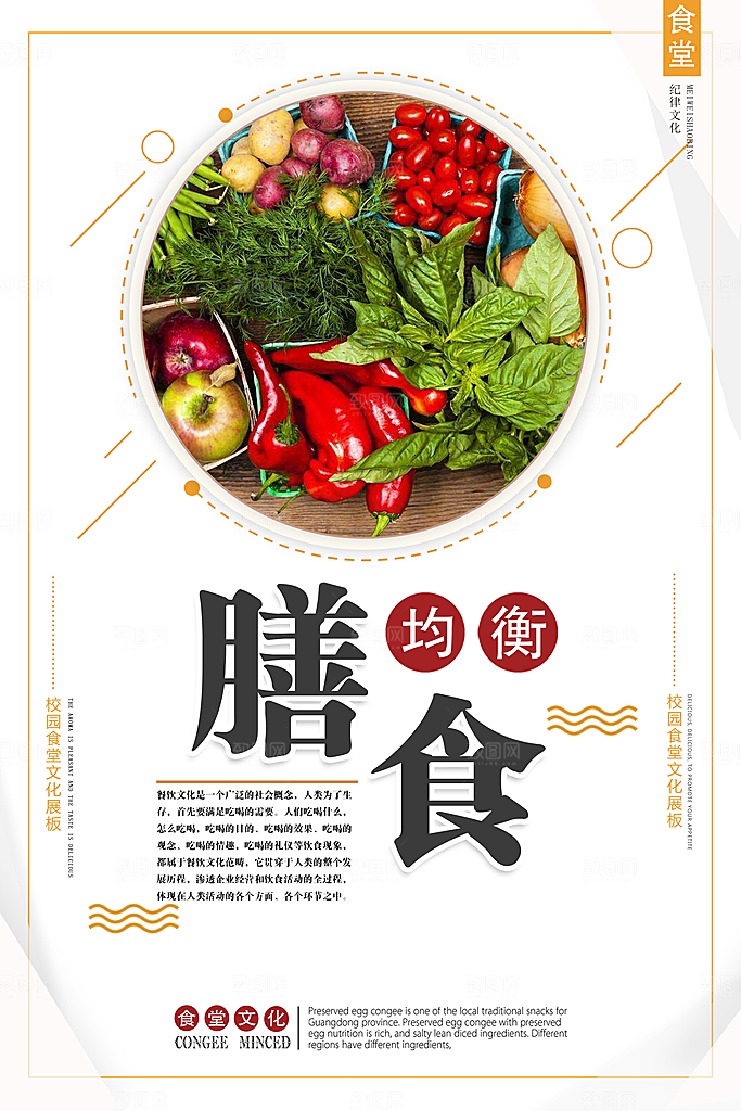 校园食堂文化勤俭节约海报