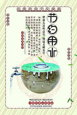 校园食堂文化勤俭节约海报
