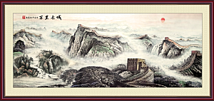 中国风古风水墨山川河流装饰背景