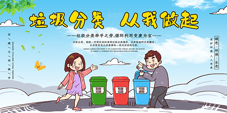 保护环境垃圾文明分类展板