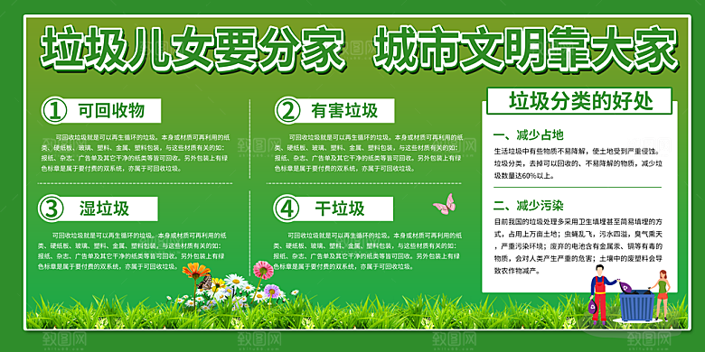 保护环境垃圾文明分类展板