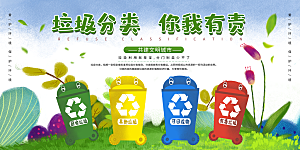 保护环境垃圾文明分类展板