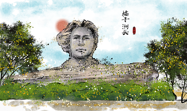 中国风古风水墨山川河流装饰背景