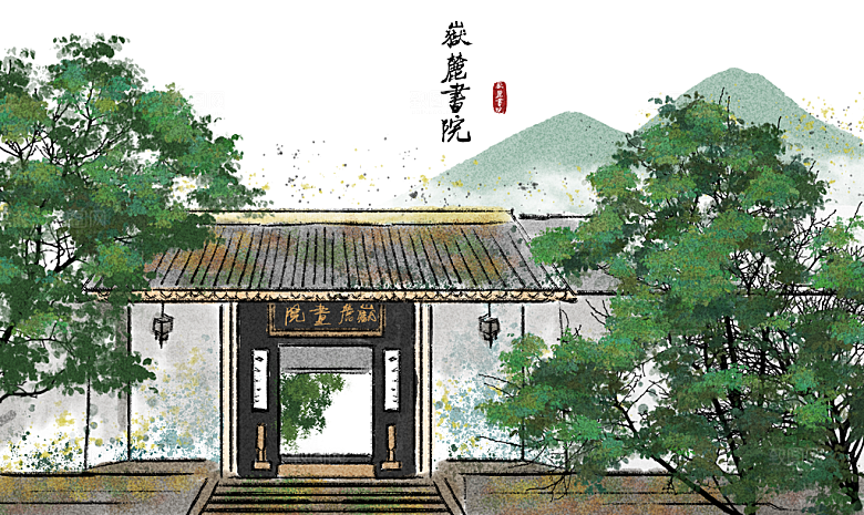 中国风古风水墨山川河流装饰背景
