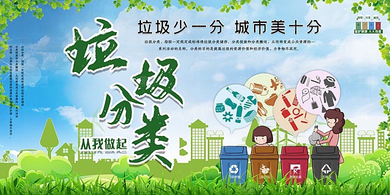 保护环境垃圾文明分类展板