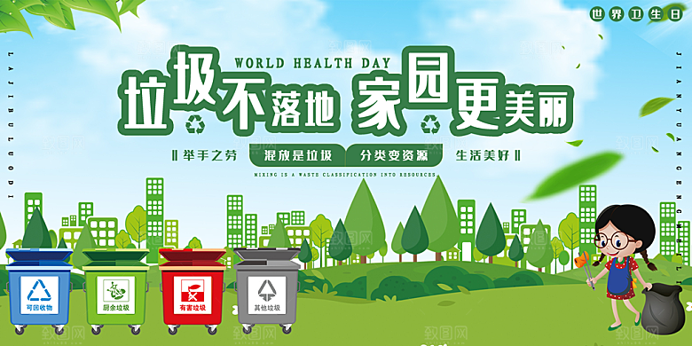 保护环境垃圾文明分类展板