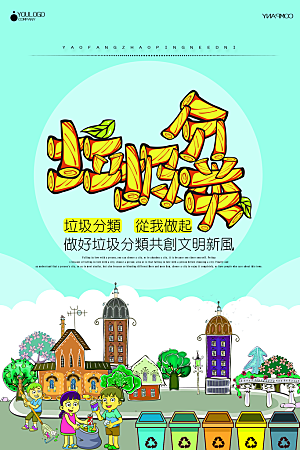 保护环境垃圾文明分类展板