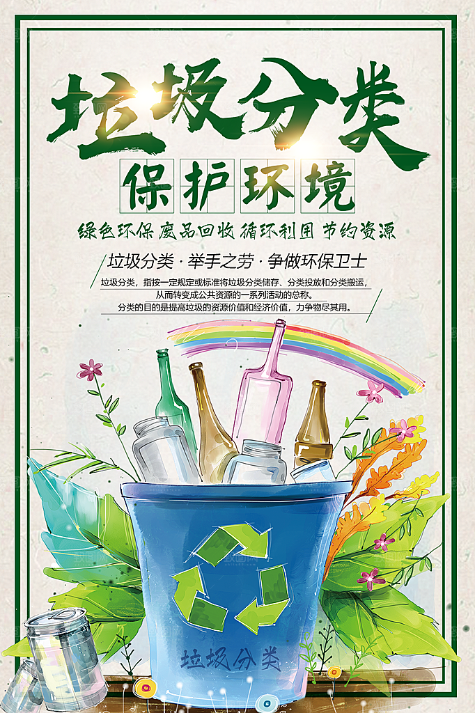 保护环境垃圾文明分类海报